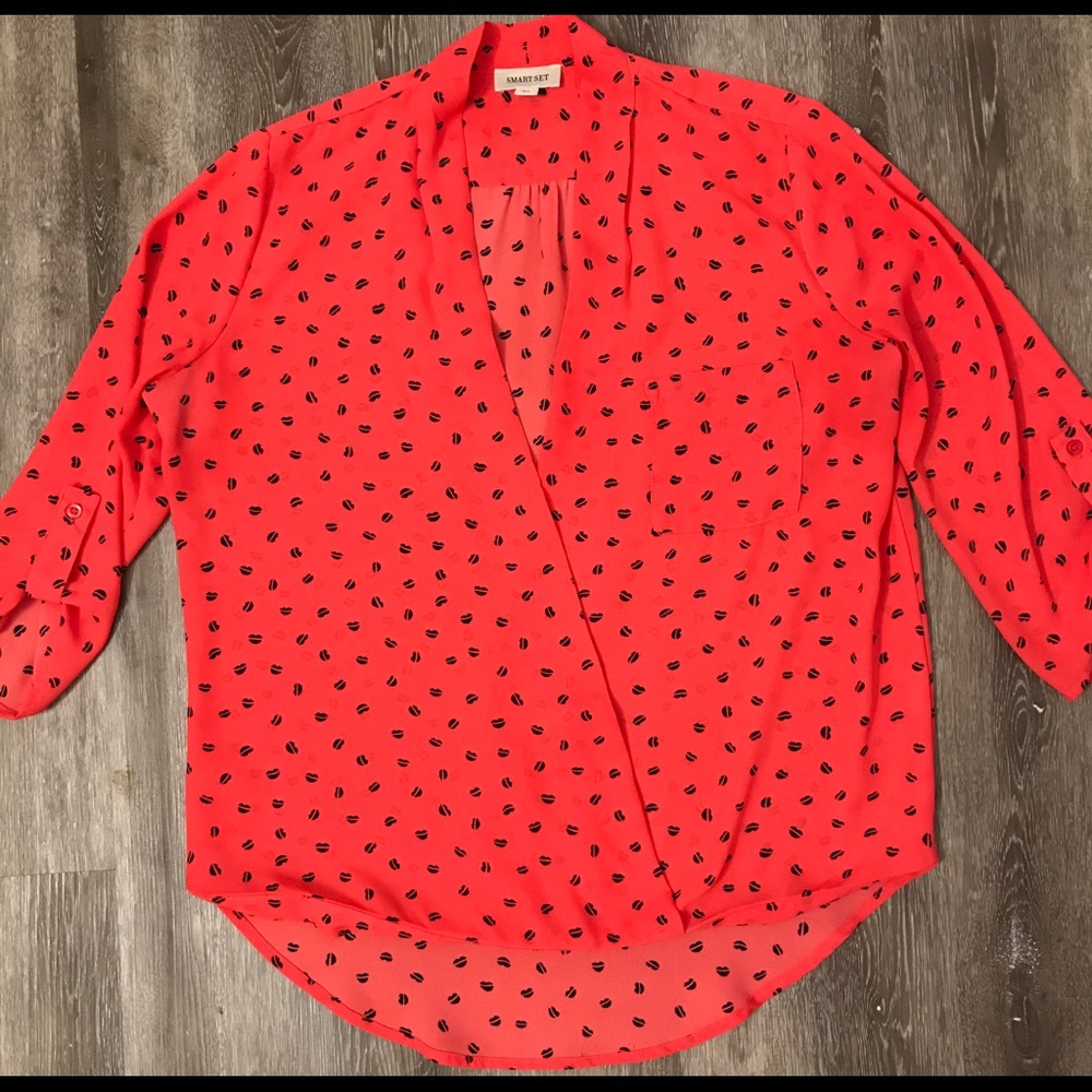 Plunging V-Neck Blouse